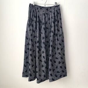 vintage 80s black and grey paisley skirt